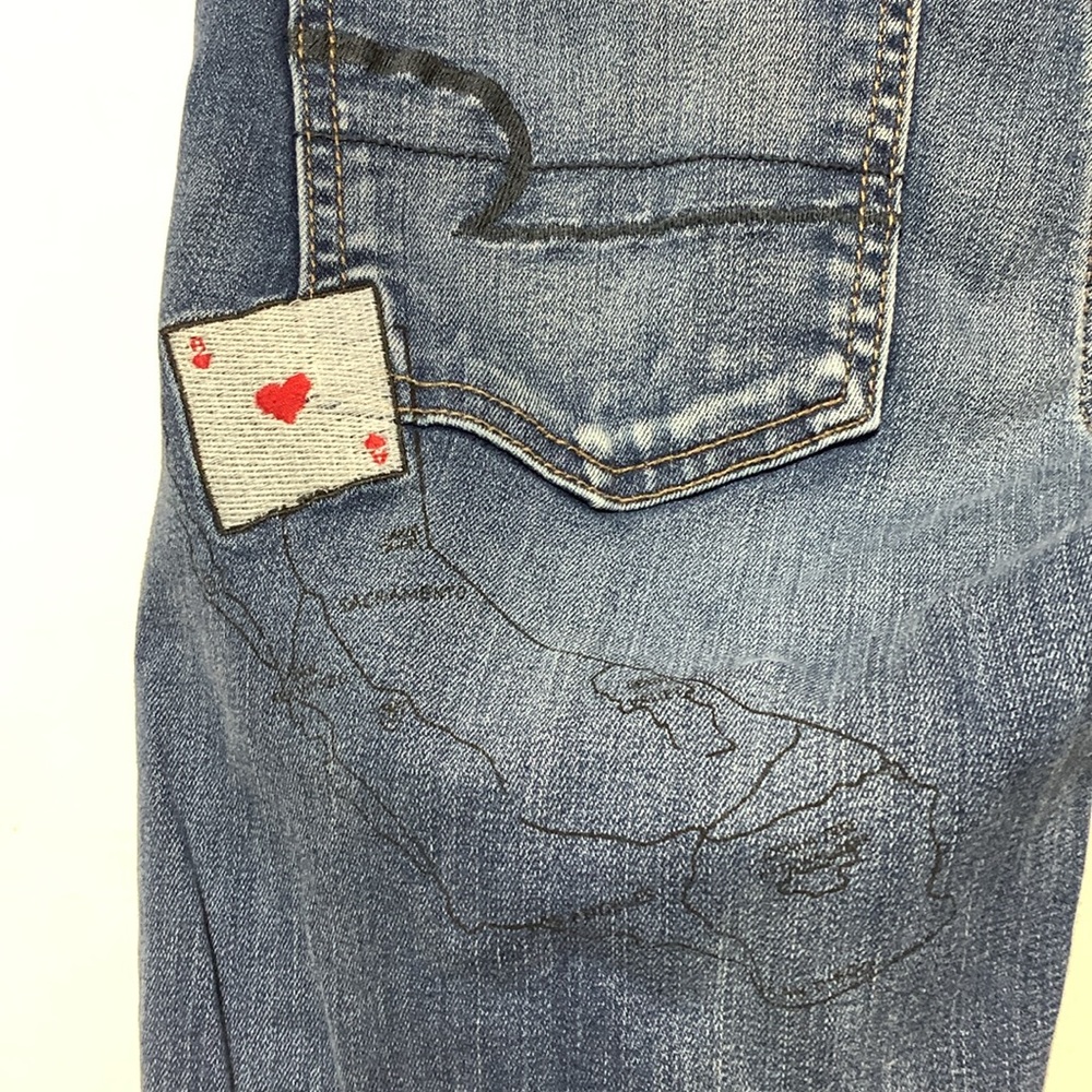 Women's Blue Distressed Jeans - Picture 6 of 8
